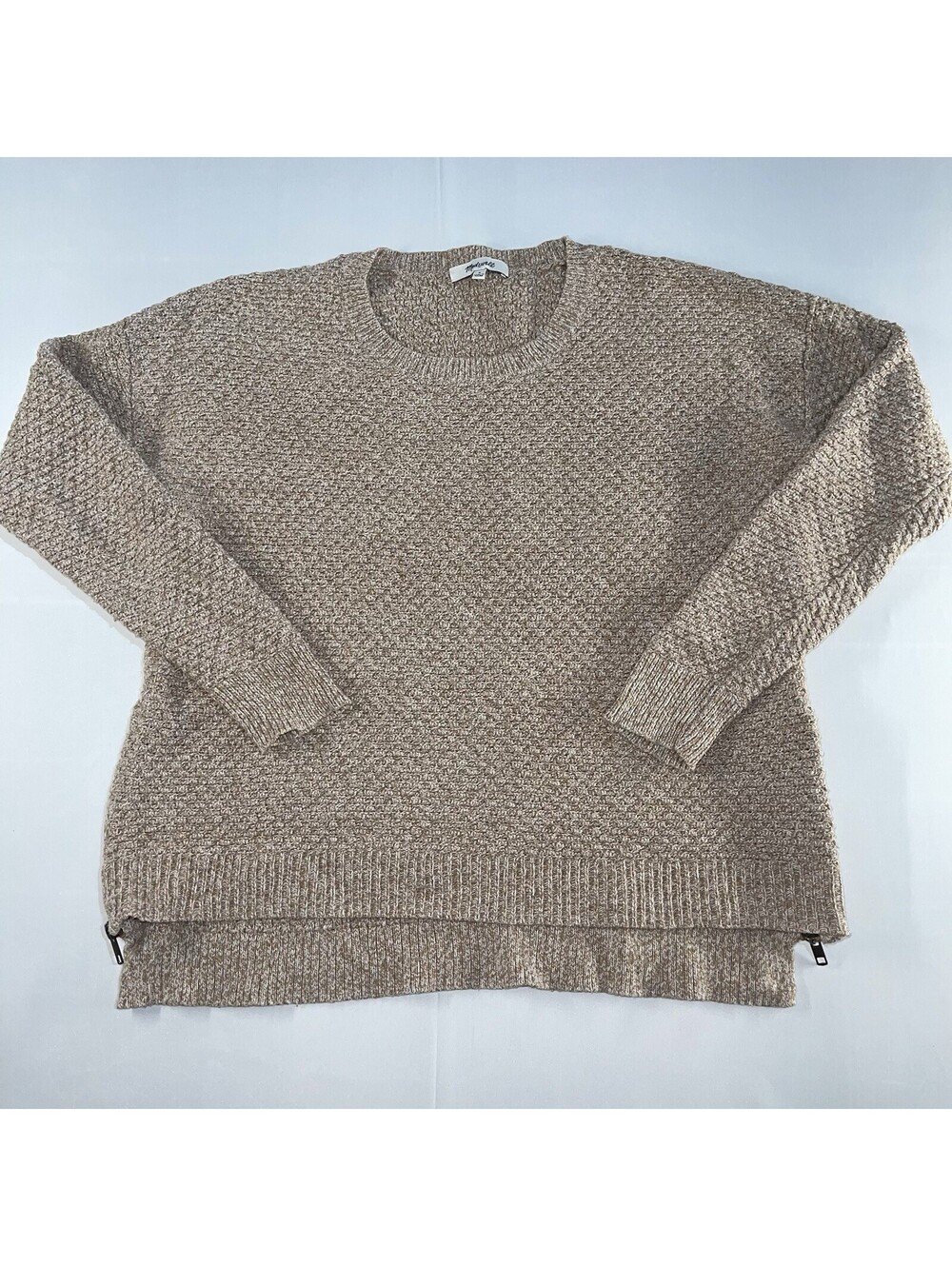 Madewell Women's Pullover Sweater Small Brown Crewneck Landmark Side Zip Boho
